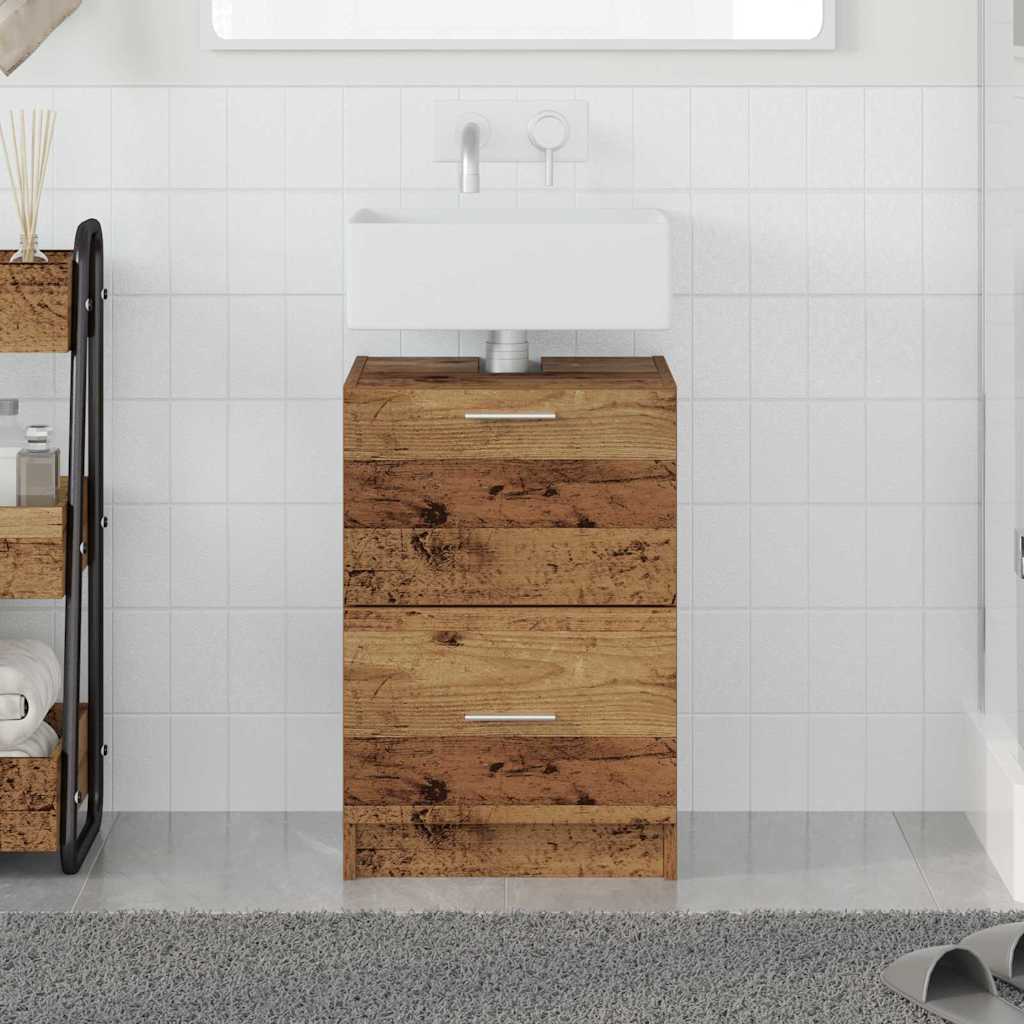 vidaXL Badezimmerschrank mit Tür Altholz 40 x 37 x 59 cm Holzwerkstoff