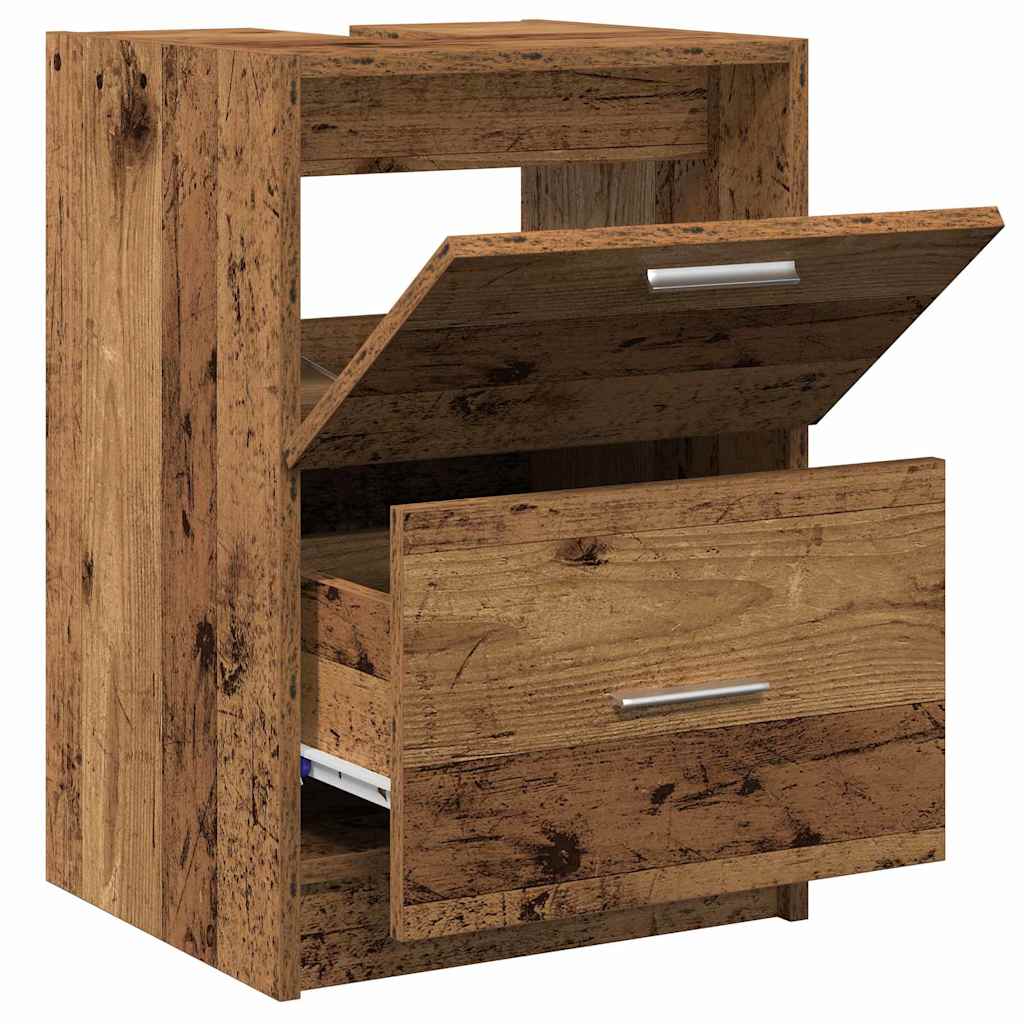 vidaXL Badezimmerschrank mit Tür Altholz 40 x 37 x 59 cm Holzwerkstoff