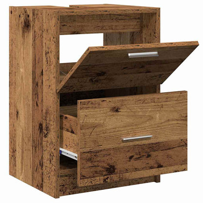 vidaXL Badezimmerschrank mit Tür Altholz 40 x 37 x 59 cm Holzwerkstoff