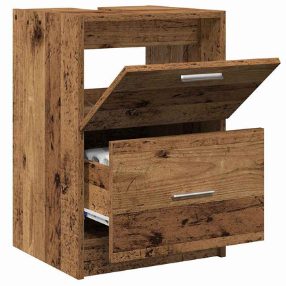 vidaXL Badezimmerschrank mit Tür Altholz 40 x 37 x 59 cm Holzwerkstoff