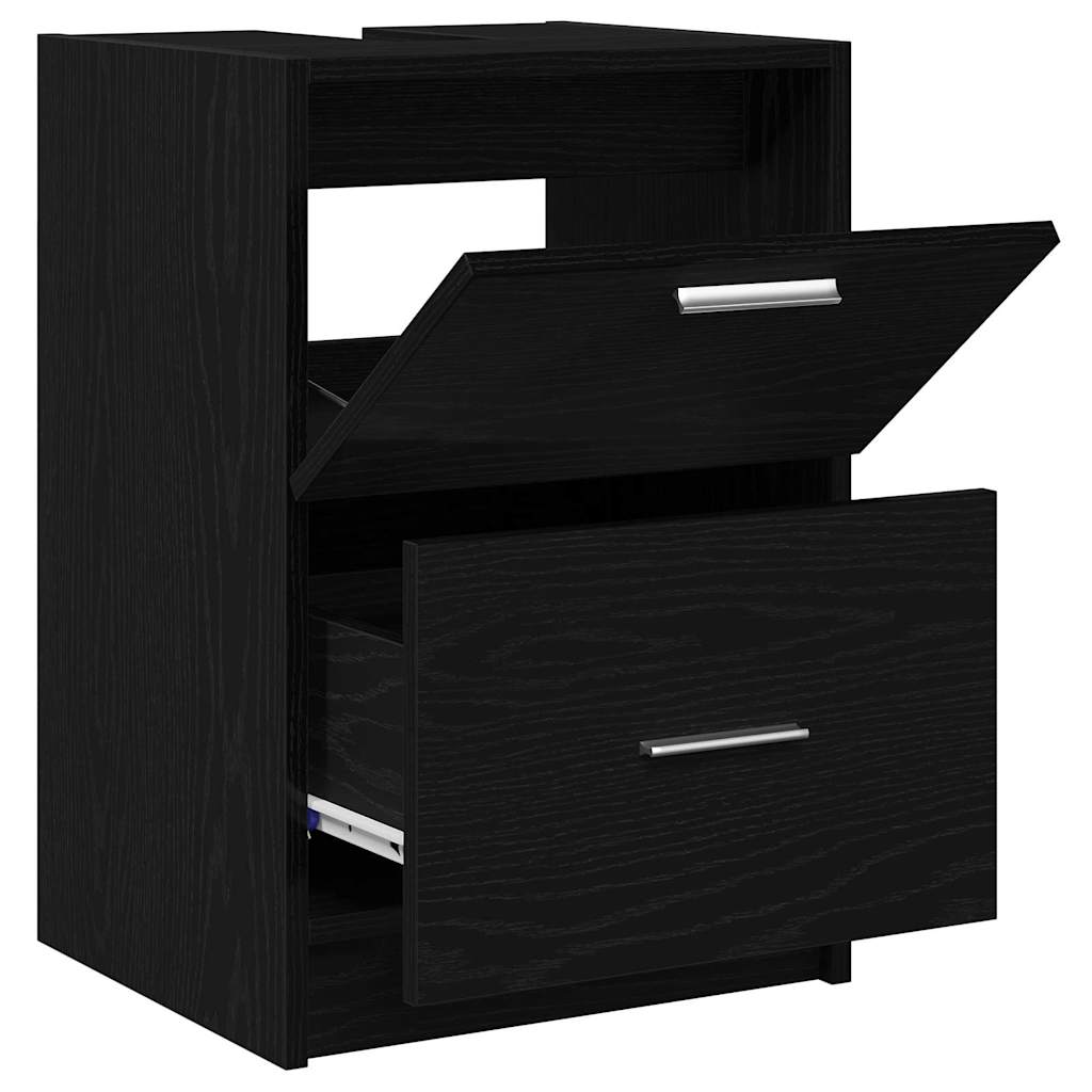 vidaXL Badezimmerschrank mit Tür Schwarz Eichen-Optik 40 x 37 x 59 cm