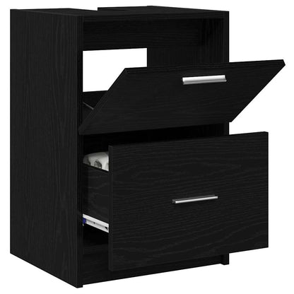 vidaXL Badezimmerschrank mit Tür Schwarz Eichen-Optik 40 x 37 x 59 cm