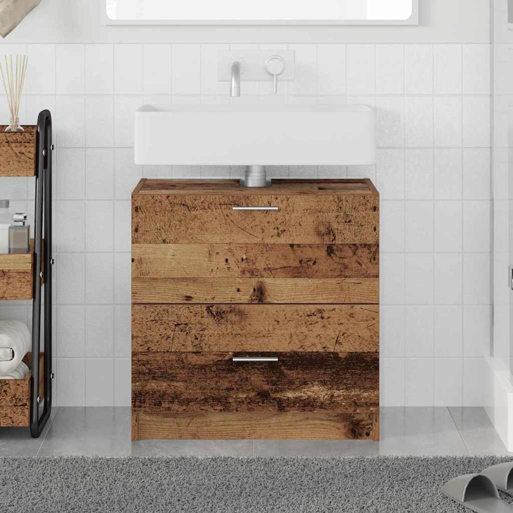 vidaXL Badezimmerschrank mit Tür Altholz 59 x 37 x 59 cm Holzwerkstoff
