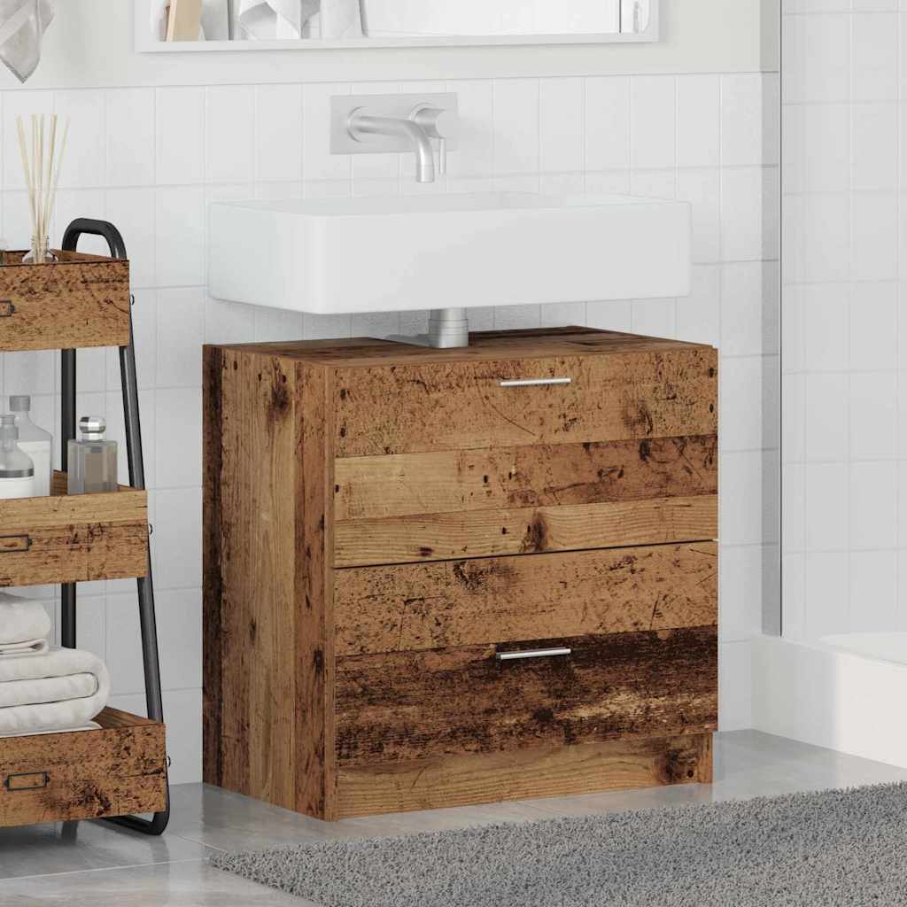 vidaXL Badezimmerschrank mit Tür Altholz 59 x 37 x 59 cm Holzwerkstoff