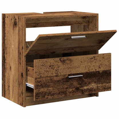 vidaXL Badezimmerschrank mit Tür Altholz 59 x 37 x 59 cm Holzwerkstoff