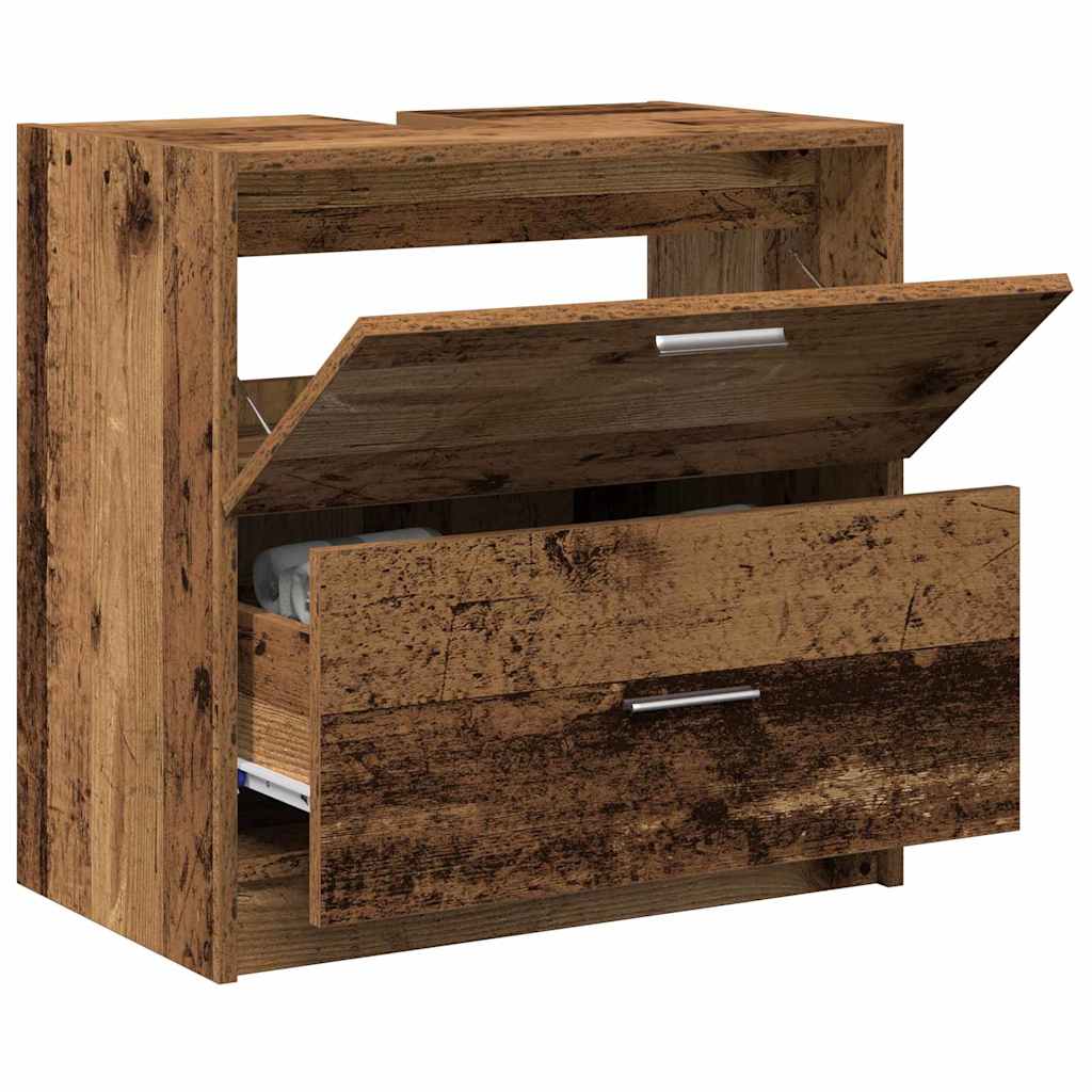 vidaXL Badezimmerschrank mit Tür Altholz 59 x 37 x 59 cm Holzwerkstoff