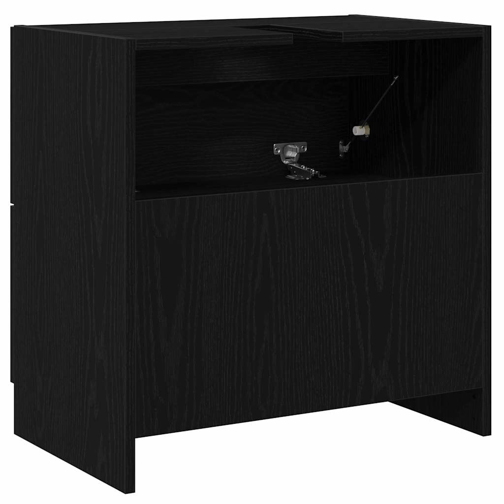 Badezimmerschrank mit Tür Schwarz Eichen-Optik 59 x 37 x 59 cm