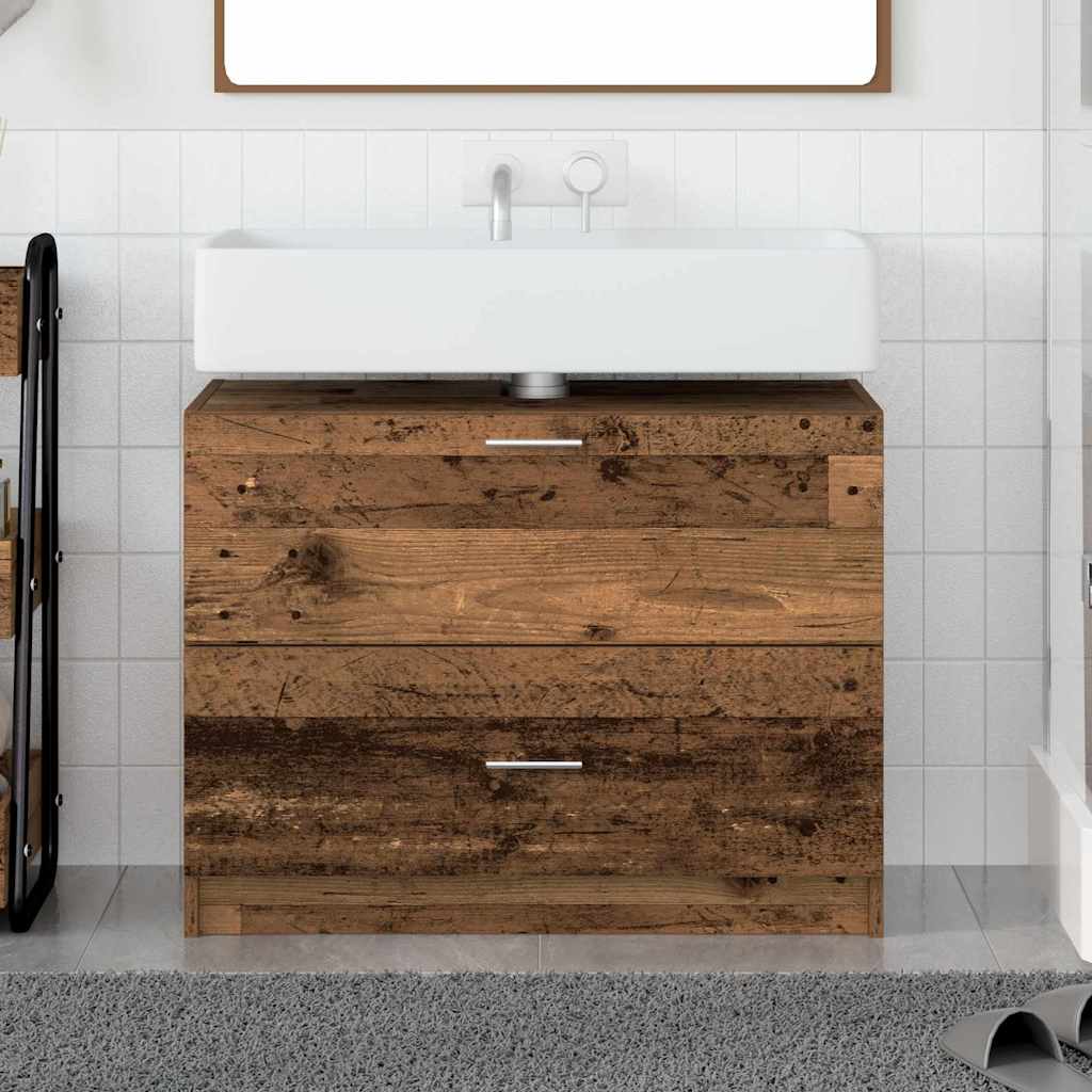 vidaXL Badezimmerschrank mit Tür Altholz 78 x 37 x 59 cm Holzwerkstoff