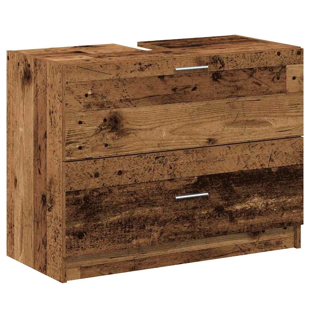 vidaXL Badezimmerschrank mit Tür Altholz 78 x 37 x 59 cm Holzwerkstoff