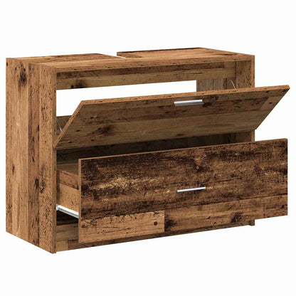 vidaXL Badezimmerschrank mit Tür Altholz 78 x 37 x 59 cm Holzwerkstoff