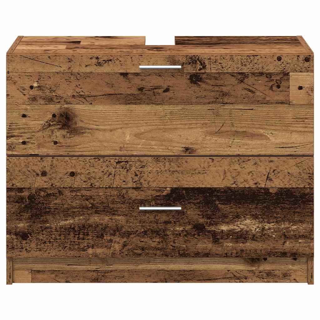 vidaXL Badezimmerschrank mit Tür Altholz 78 x 37 x 59 cm Holzwerkstoff