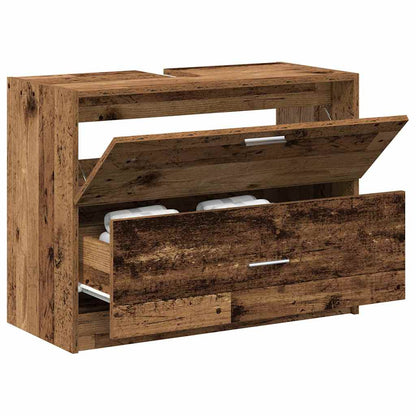 vidaXL Badezimmerschrank mit Tür Altholz 78 x 37 x 59 cm Holzwerkstoff