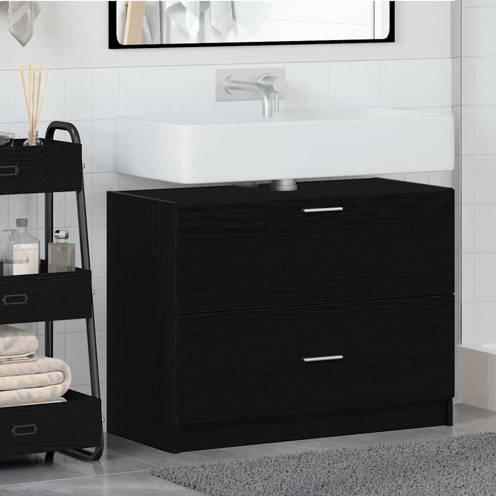 vidaXL Badezimmerschrank mit Tür Schwarz Eichen-Optik 78 x 37 x 59 cm