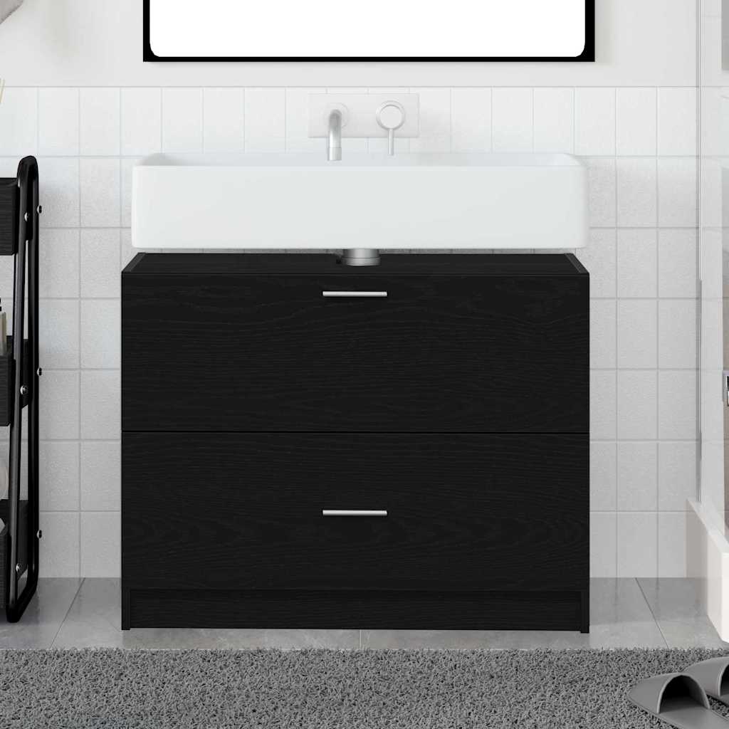vidaXL Badezimmerschrank mit Tür Schwarz Eichen-Optik 78 x 37 x 59 cm