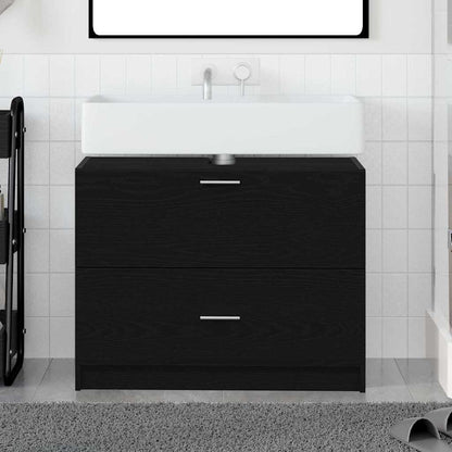 vidaXL Badezimmerschrank mit Tür Schwarz Eichen-Optik 78 x 37 x 59 cm