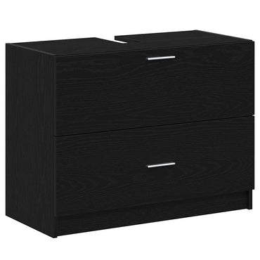 vidaXL Badezimmerschrank mit Tür Schwarz Eichen-Optik 78 x 37 x 59 cm