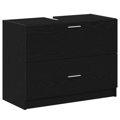 vidaXL Badezimmerschrank mit Tür Schwarz Eichen-Optik 78 x 37 x 59 cm