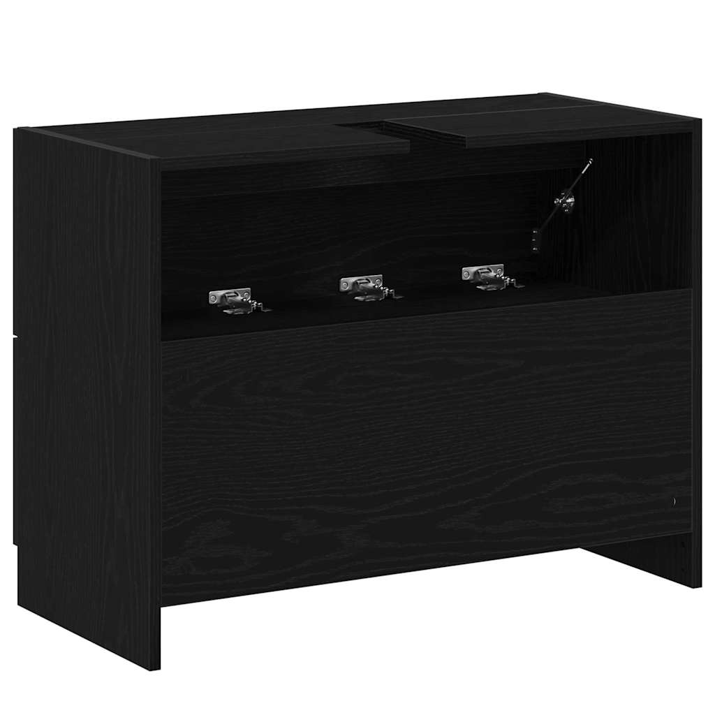 vidaXL Badezimmerschrank mit Tür Schwarz Eichen-Optik 78 x 37 x 59 cm