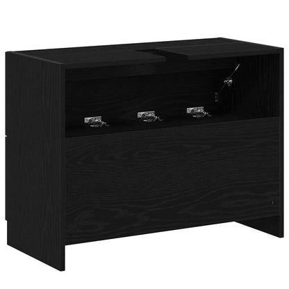 vidaXL Badezimmerschrank mit Tür Schwarz Eichen-Optik 78 x 37 x 59 cm