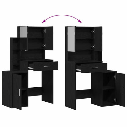 Schminktisch mit Regal Schwarz Eichen-Optik 80 x 35 x 132 cm