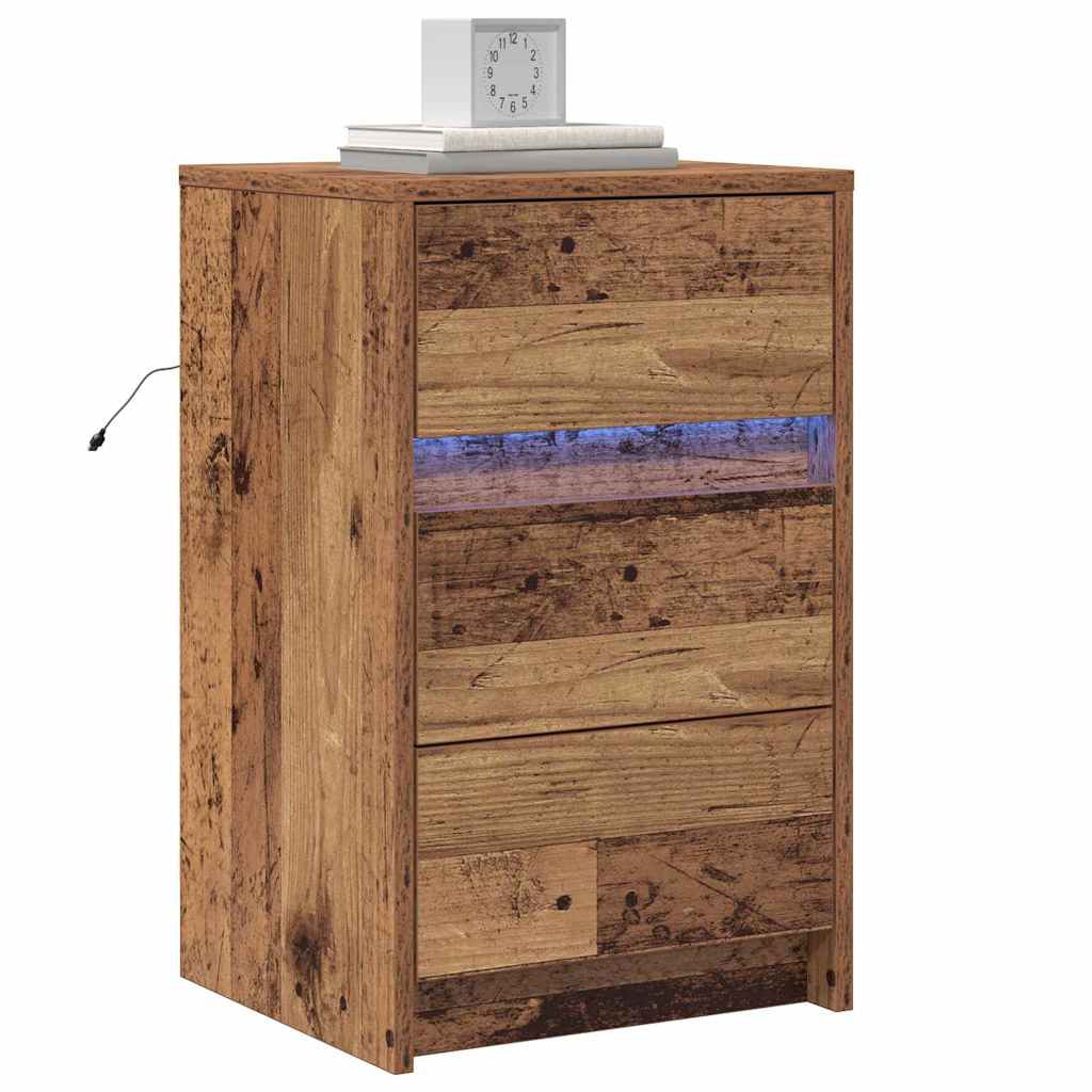 vidaXL Nachttisch mit Schubladen Altholz 38 x 34 x 61 cm Holzwerkstoff