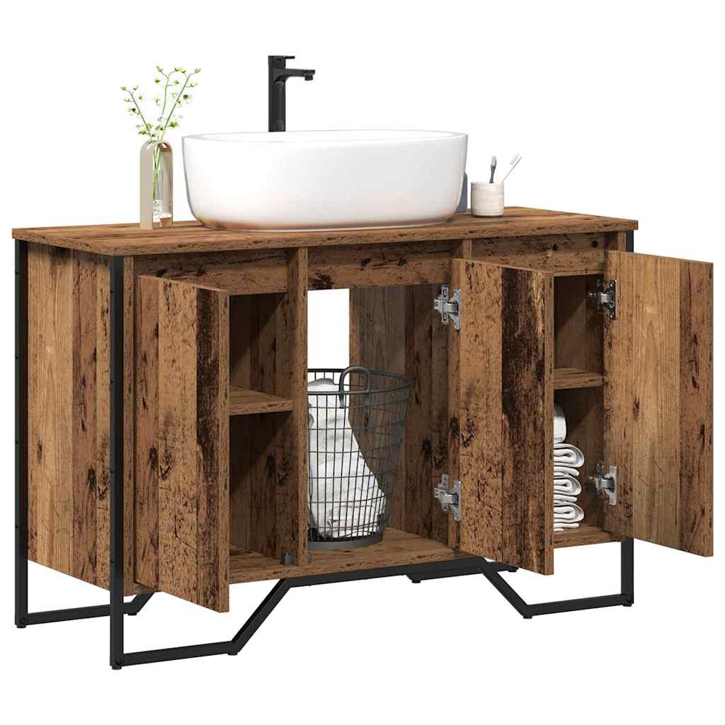 vidaXL Waschbeckenunterschrank Altholz 91 x 35 x 60 cm Holzwerkstoff