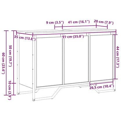 vidaXL Waschbeckenunterschrank Altholz 91 x 35 x 60 cm Holzwerkstoff