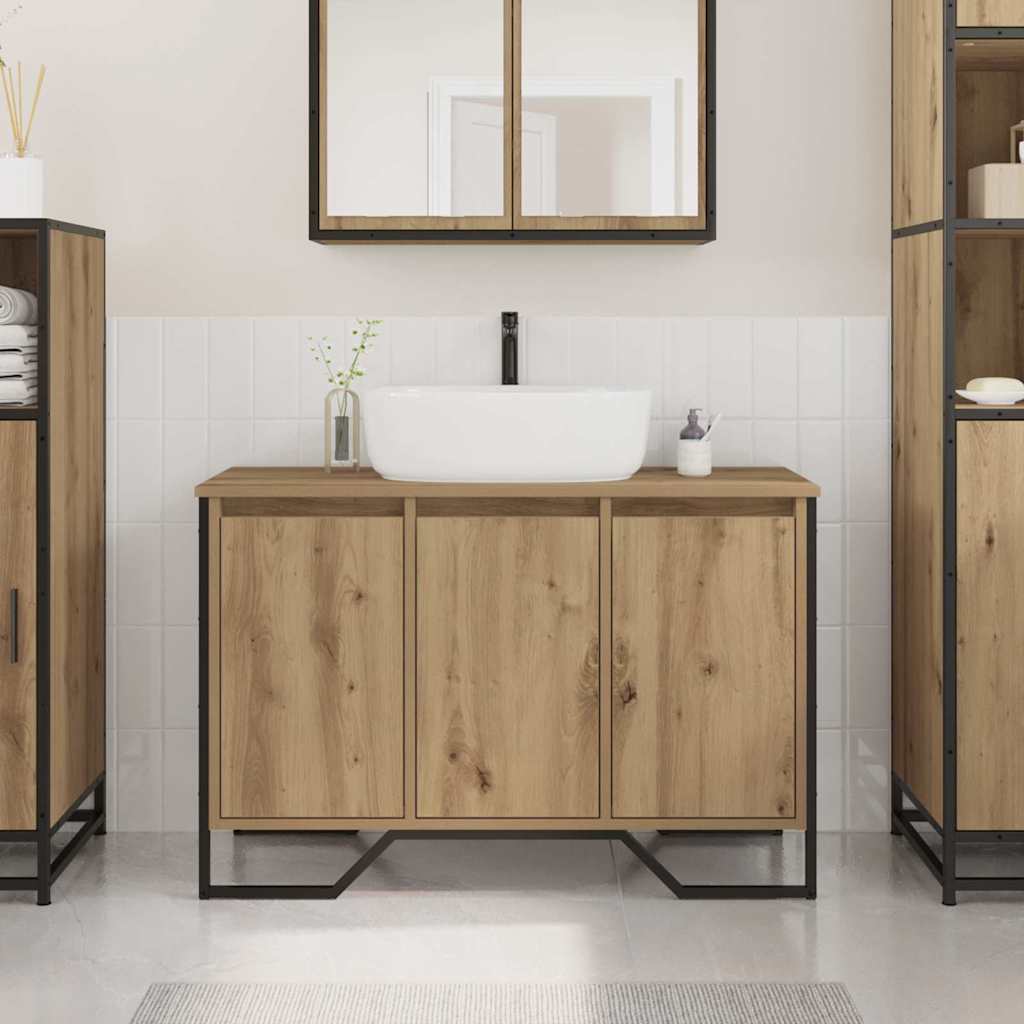 vidaXL Waschbeckenunterschrank Sonstiges Artisan-Eiche 91 x 35 x 60 cm