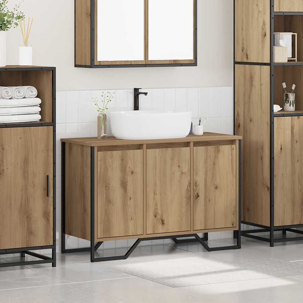 vidaXL Waschbeckenunterschrank Sonstiges Artisan-Eiche 91 x 35 x 60 cm