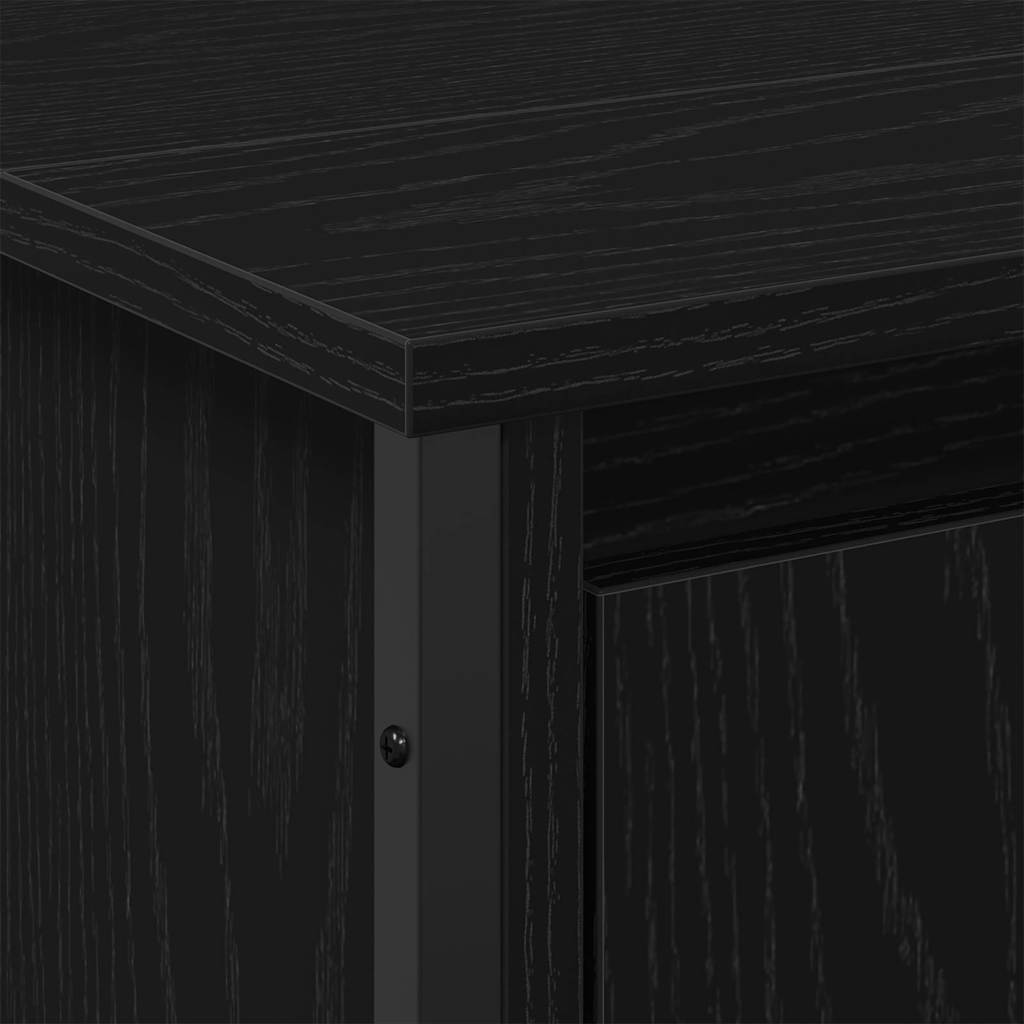 vidaXL Waschbeckenunterschrank Schwarz Eichen-Optik 91 x 35 x 60 cm