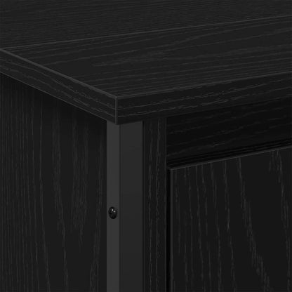 vidaXL Waschbeckenunterschrank Schwarz Eichen-Optik 91 x 35 x 60 cm