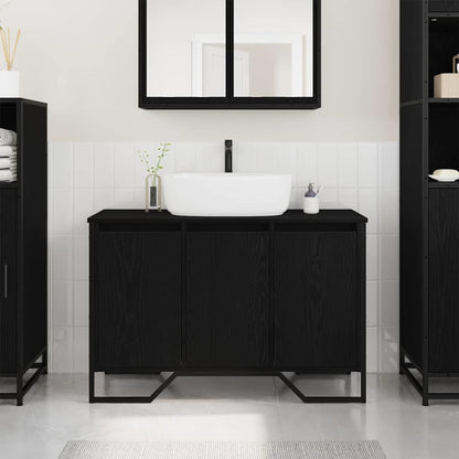 vidaXL Waschbeckenunterschrank Schwarz Eichen-Optik 91 x 35 x 60 cm