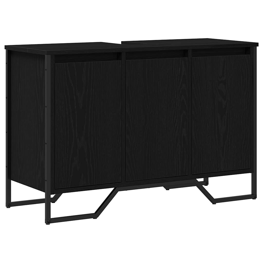 vidaXL Waschbeckenunterschrank Schwarz Eichen-Optik 91 x 35 x 60 cm