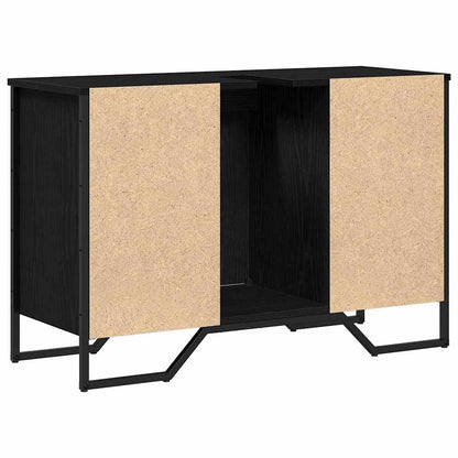 vidaXL Waschbeckenunterschrank Schwarz Eichen-Optik 91 x 35 x 60 cm
