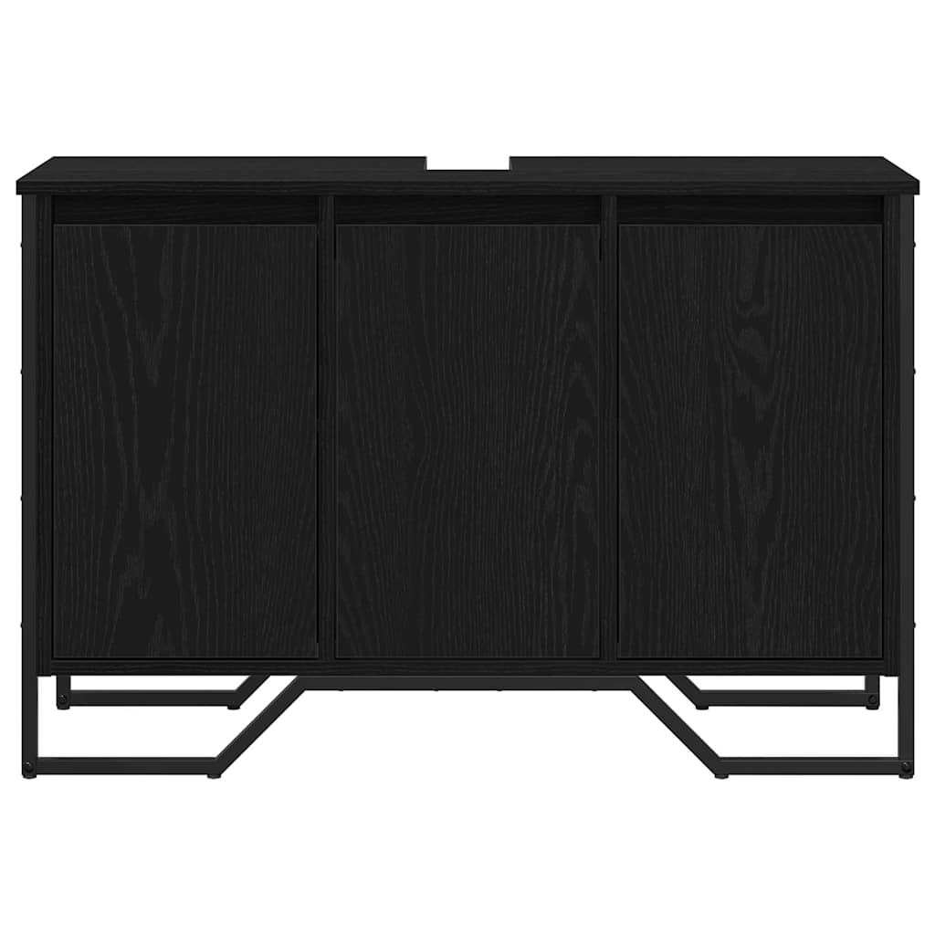 vidaXL Waschbeckenunterschrank Schwarz Eichen-Optik 91 x 35 x 60 cm