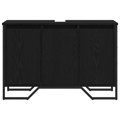 vidaXL Waschbeckenunterschrank Schwarz Eichen-Optik 91 x 35 x 60 cm
