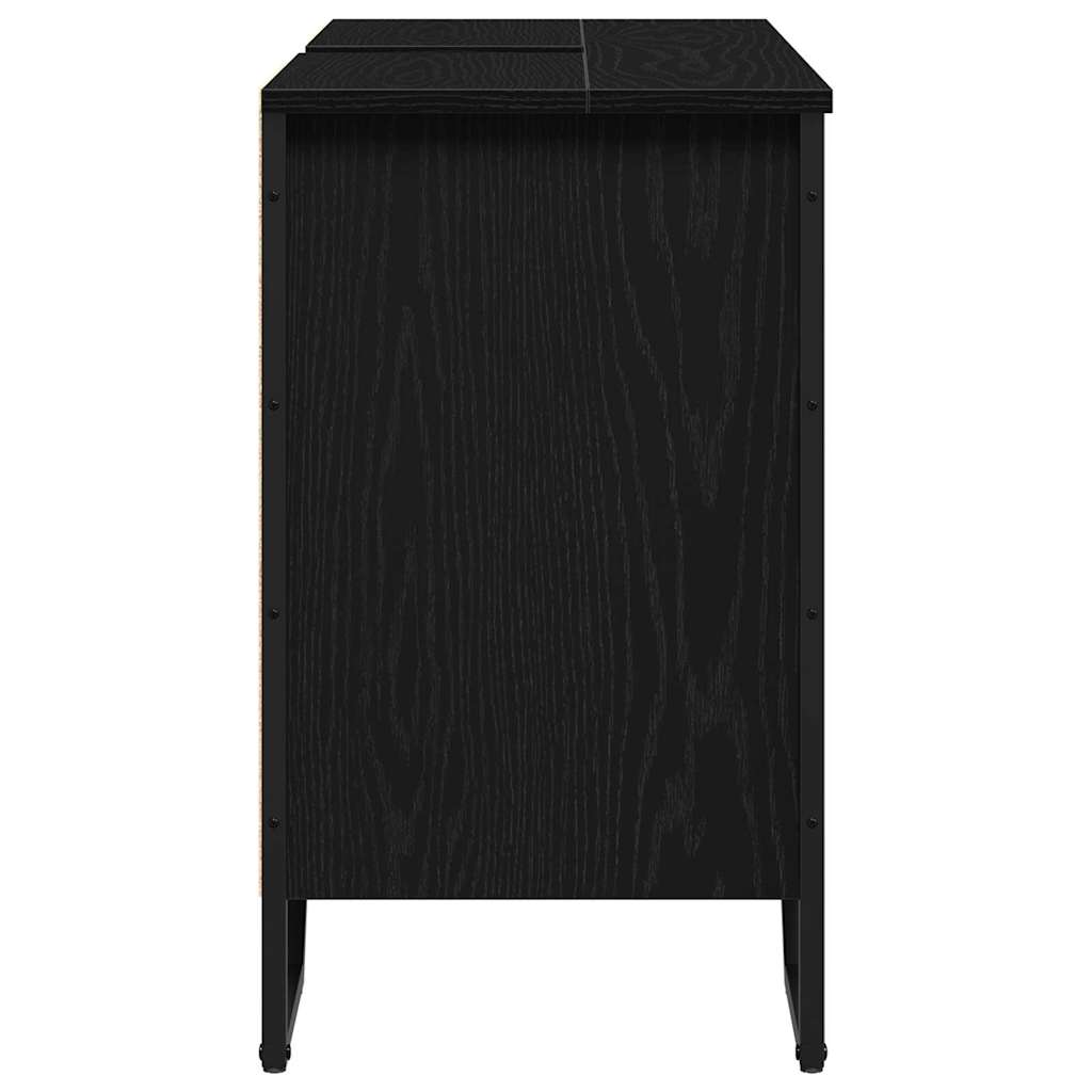 vidaXL Waschbeckenunterschrank Schwarz Eichen-Optik 91 x 35 x 60 cm