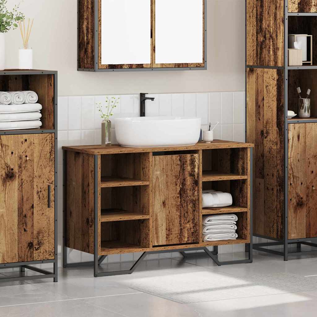vidaXL Waschbeckenschrank Altholz 91 x 35 x 60 cm Holzwerkstoff