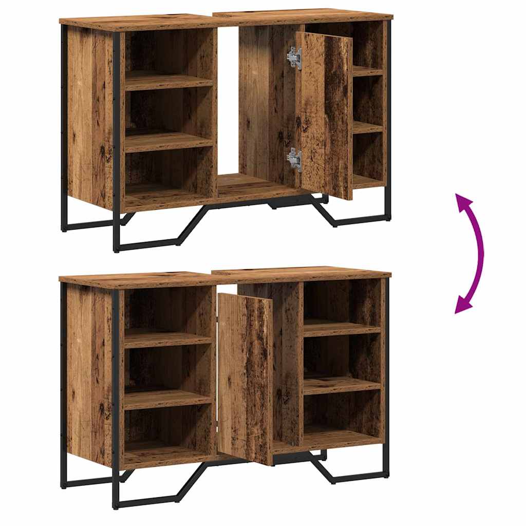 vidaXL Waschbeckenschrank Altholz 91 x 35 x 60 cm Holzwerkstoff