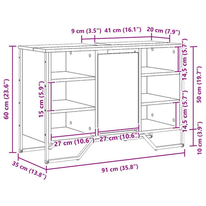 vidaXL Waschbeckenschrank Artisan-Eiche 91 x 35 x 60 cm Holzwerkstoff