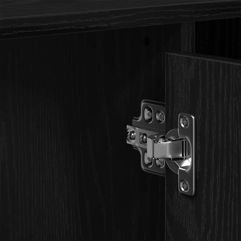 vidaXL Waschbeckenschrank mit Tür Schwarz Eichen-Optik 91 x 35 x 60 cm