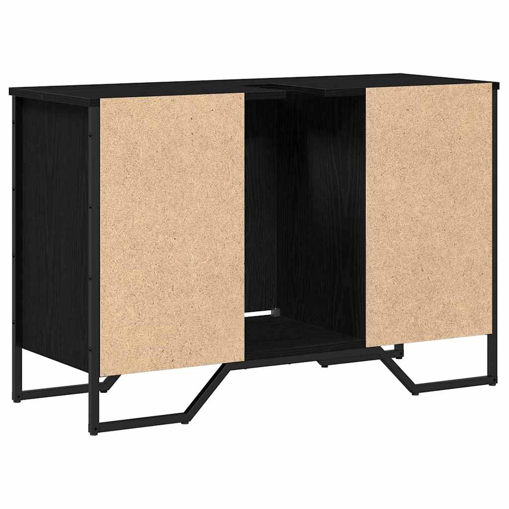 vidaXL Waschbeckenschrank mit Tür Schwarz Eichen-Optik 91 x 35 x 60 cm