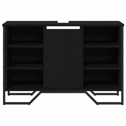 vidaXL Waschbeckenschrank mit Tür Schwarz Eichen-Optik 91 x 35 x 60 cm