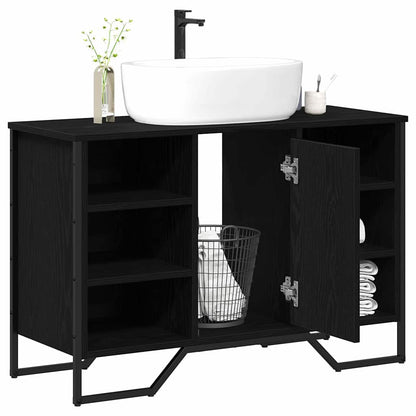 vidaXL Waschbeckenschrank mit Tür Schwarz Eichen-Optik 91 x 35 x 60 cm