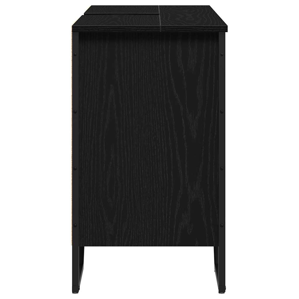 vidaXL Waschbeckenschrank mit Tür Schwarz Eichen-Optik 91 x 35 x 60 cm