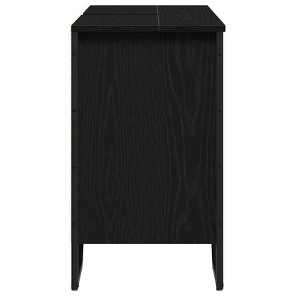 vidaXL Waschbeckenschrank mit Tür Schwarz Eichen-Optik 91 x 35 x 60 cm