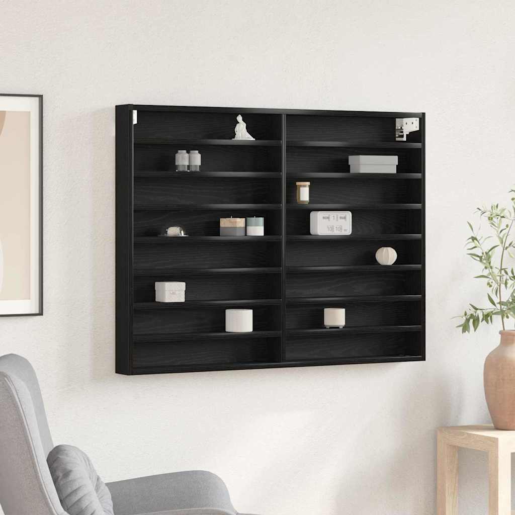 vidaXL Vitrine Schwarz Eichen-Optik 100 x 8,5 x 75 cm Holzwerkstoff