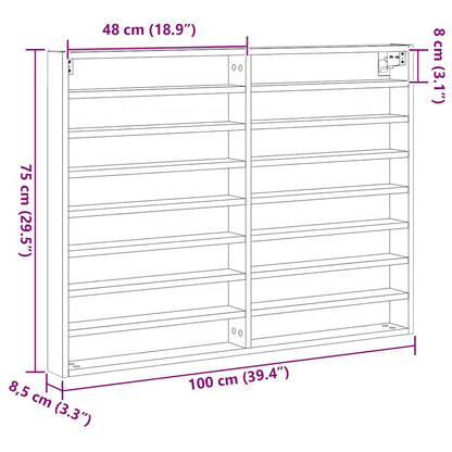 vidaXL Vitrine Schwarz Eichen-Optik 100 x 8,5 x 75 cm Holzwerkstoff