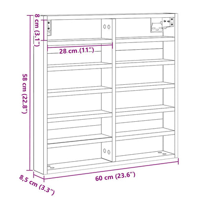 vidaXL Vitrine mit Regal Altholz 60 x 8,5 x 58 cm Holzwerkstoff
