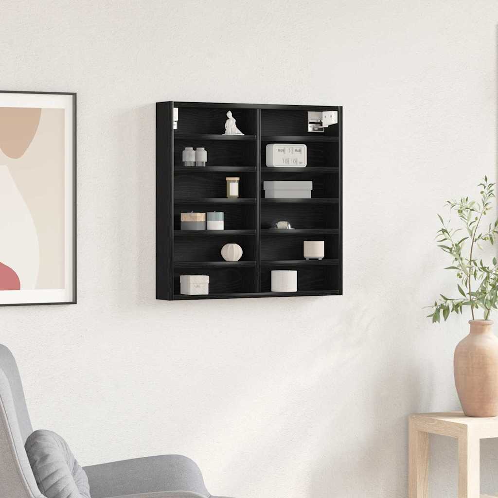vidaXL Vitrine Schwarz Eichen-Optik 60 x 8,5 x 58 cm Holzwerkstoff